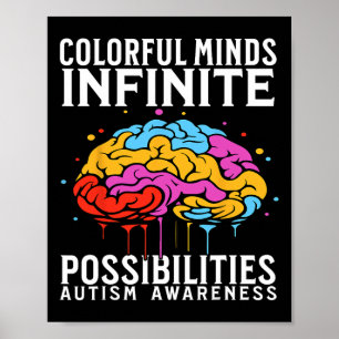 Farbige Minds Autismus Bewusstsein Kinder unterstü Poster