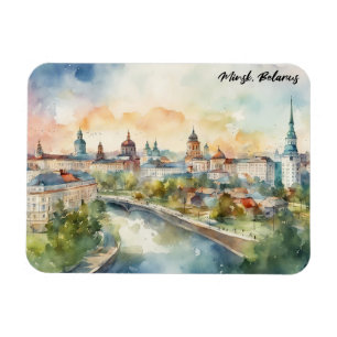 Farbige Minsk Belarus Aquarellmalerei Stadt  Magnet