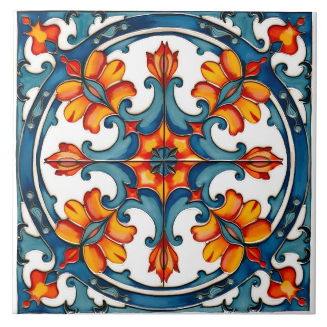 Farbige, Mittelmeer-, Mosaik- Fliese (Vorderseite)
