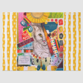 Farbige Mixed Media Cat Collage Seidenpapier