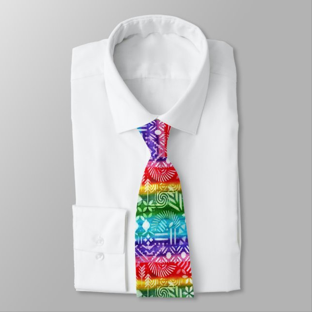 Farbige Mixed Media Rainbow Neck Tie Krawatte (Gebunden)