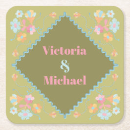 Farbige Mod-Stickerei Rechteckiger Pappuntersetzer