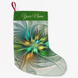 Farbige moderne Abstrakte Blume Fraktal Name Kleiner Weihnachtsstrumpf