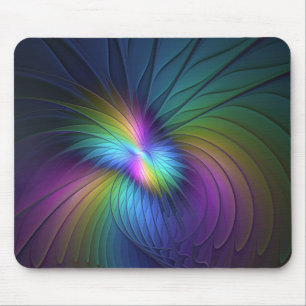 Farbige moderne abstrakte fraktale Kunst mit Blau Mousepad