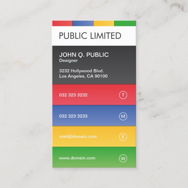 Farbige moderne Berufliche Unternehmen Visitenkarte (Vorderseite)