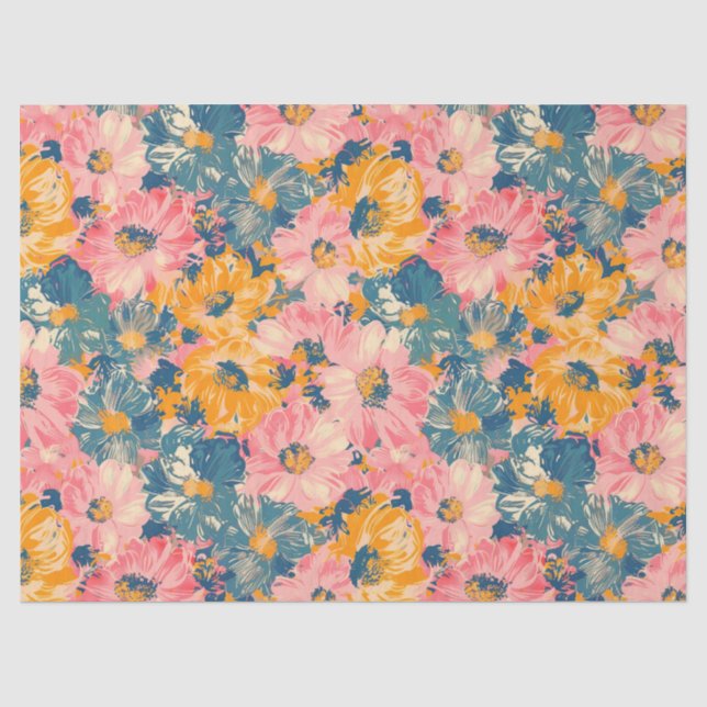 Farbige moderne Blume Blumenmuster Seidenpapier (Vorderseite)