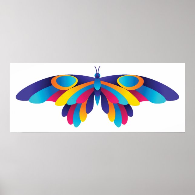 Farbige moderne Butterfly lebendige Flügel Poster (Vorne)