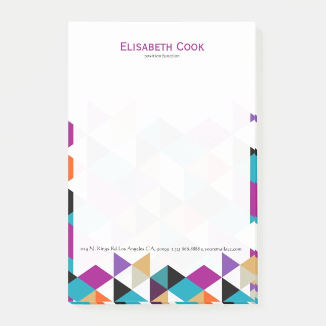 Farbige moderne geometrische Abstrakte Dreiecke 2 Post-it Klebezettel (Vorderseite)