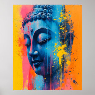 Farbige moderne Kunst - Gautama Buddha Malerei Poster