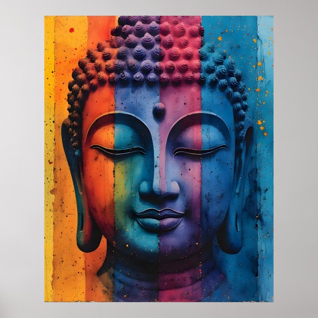 Farbige moderne Kunst - Göttliche Buddha-Malerei Poster (Vorne)