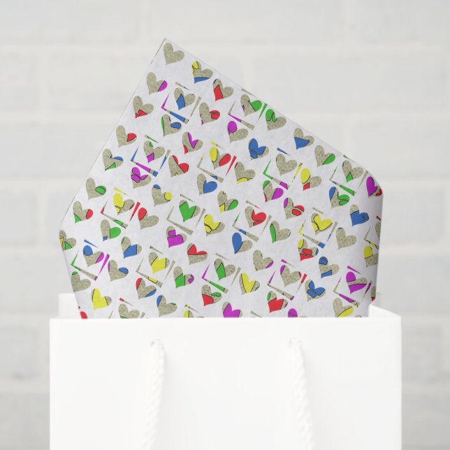 Farbige moderne Kunstherzen Seidenpapier (Geschenktüte)