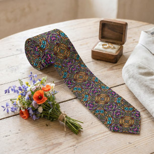 Farbige moderne Mandala Aztec-Mosaikmuster Krawatte