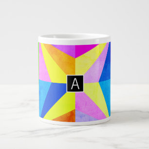 Farbige moderne mehrfarbige geometrische Monogra Jumbo-Tasse