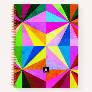 Farbige moderne mehrfarbige geometrische Monogra Notizbuch
