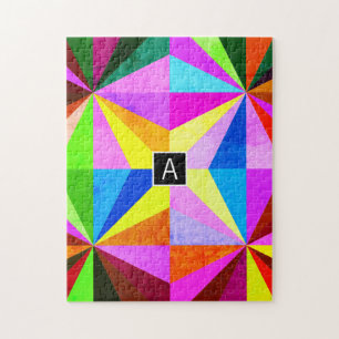 Farbige moderne mehrfarbige geometrische Monogra Puzzle