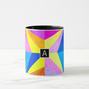 Farbige moderne mehrfarbige geometrische Monogra Tasse
