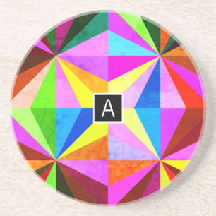 Farbige moderne mehrfarbige geometrische Monogra Untersetzer