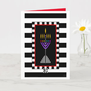 Farbige moderne Menorah Grußkarte Karte