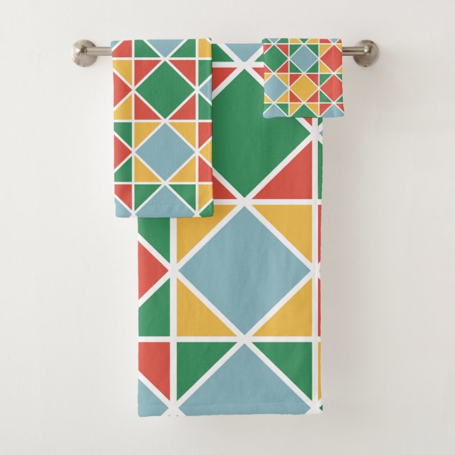 Farbige moderne Mitte des Jahrhunderts l Multi Far Badhandtuch Set (Insitu)
