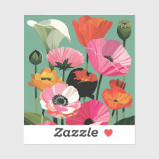 Farbige moderne Mohnblumen-Kunst aus der Mitte des Aufkleber