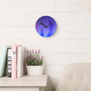 Farbige moderne New York Druck Reiseplakate USA  Runde Wanduhr
