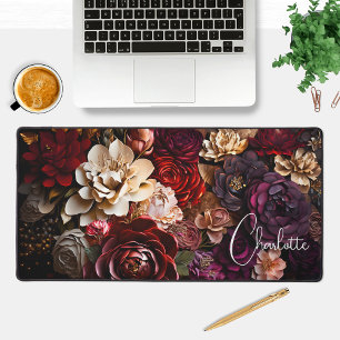 Farbige moderne Papierblumen personalisierter Name Schreibtischunterlage