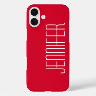 Farbige moderne rote personalisierte Jumbo-Name iPhone 16 Plus Hülle