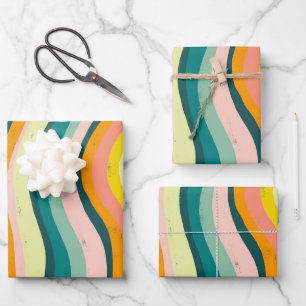 Farbige moderne Stripes Curves Waves Set von Geschenkpapier Set