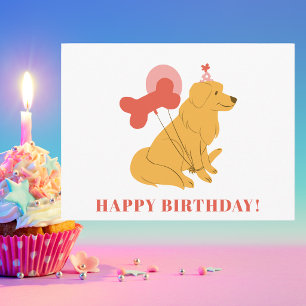 Farbige moderne süße Hund lustig Happy Birthday Postkarte