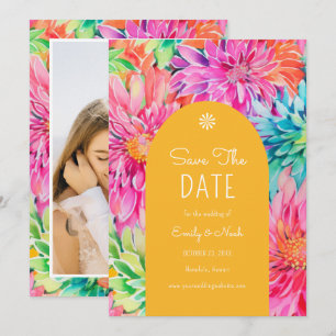Farbige moderne tropische Aquarell-Blumenhochzeit Save The Date