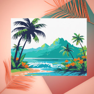 Farbige moderne tropische Strandstaat  Postkarte