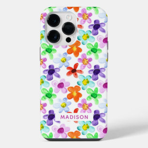 Farbige moderne Wasserfarbe Blumen Personalized iPhone 14 Pro Max Hülle