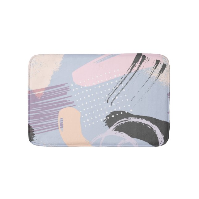 Farbige, moderne Wasserfarben Pinselstriche Badematte (Vorderseite)