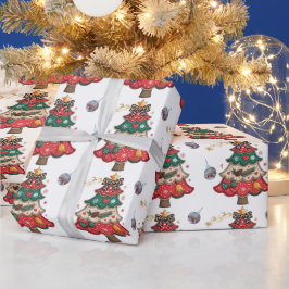 Farbige moderne Weihnachtsbaum Geschenkpapier