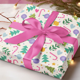 Farbige moderne Weihnachtsbaum-Muster-Zuckerhut Geschenkpapier