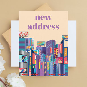 Farbige Moderne Whimsical Trendy Wir sind umgezoge Postkarte