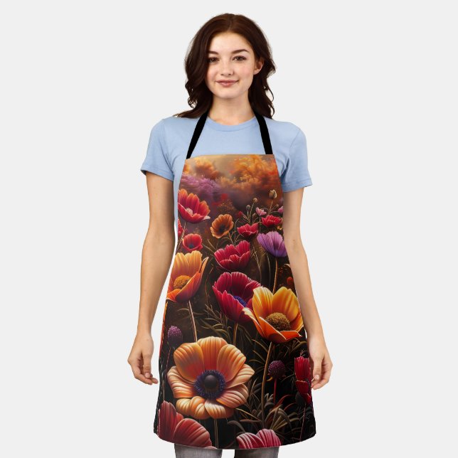 Farbige Mohnblumen Schürze (Getragen)