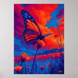Farbige Monarchfalter-Expressionisten-Wandkunst Poster