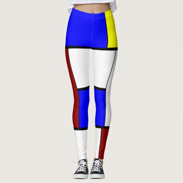 Farbige mondrianische Stylage Leggings (Vorderseite)