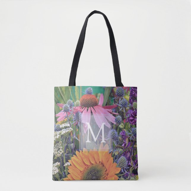 Farbige Monogramm-Blume Totbeutel (Vorderseite)