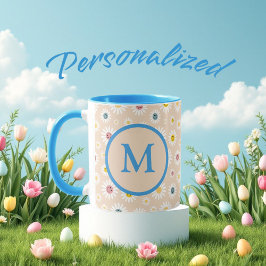 Farbige Monogramm Lächeln Daisy personalisiert Tasse