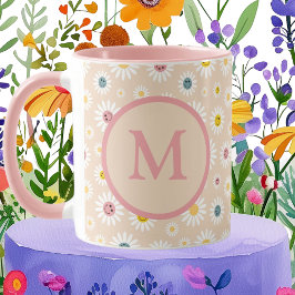 Farbige Monogramm Lächeln Daisy personalisiert Tasse