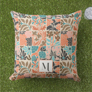 Farbige Monogramm Niedlich Retro Trendy floral Mus Kissen
