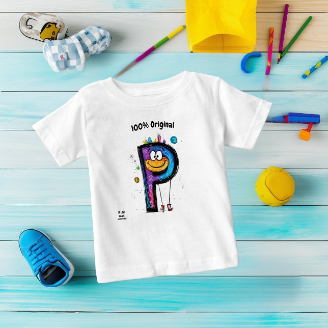 Farbige Monogramm P - Spaß und benutzerdefinierbar Baby T-shirt (Von Creator hochgeladen)