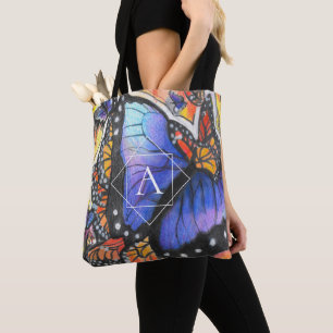 Farbige Monogramm Pop Art Butterfly Tasche