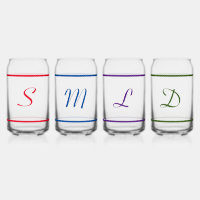 Farbige, monogrammatikalische Konserven aus Glas