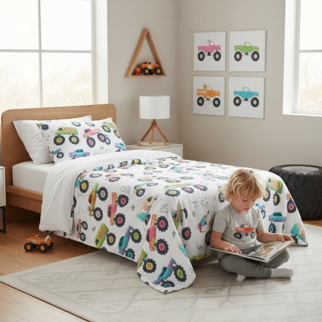 Farbige Monster-Trucks Kinderzimmer-Geschenk Fleecedecke (Von Creator hochgeladen)