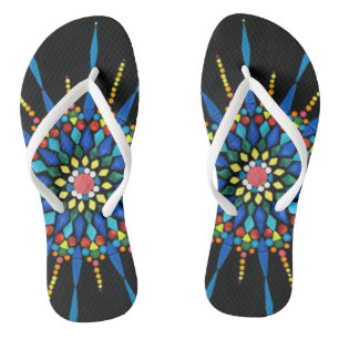 Farbige Mosaik-Flippflops aus Edelsteinen Flip Flops