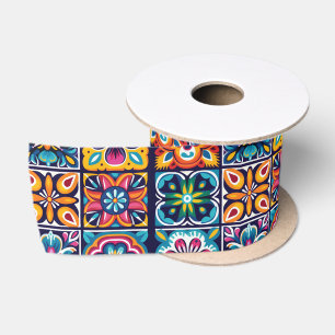 Farbige Mosaikfliesen mit Blume 8 Satinband