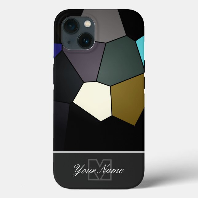 Farbige Mosaikfliesen mit Monogram! Case-Mate iPh iPhone Hülle (Rückseite)